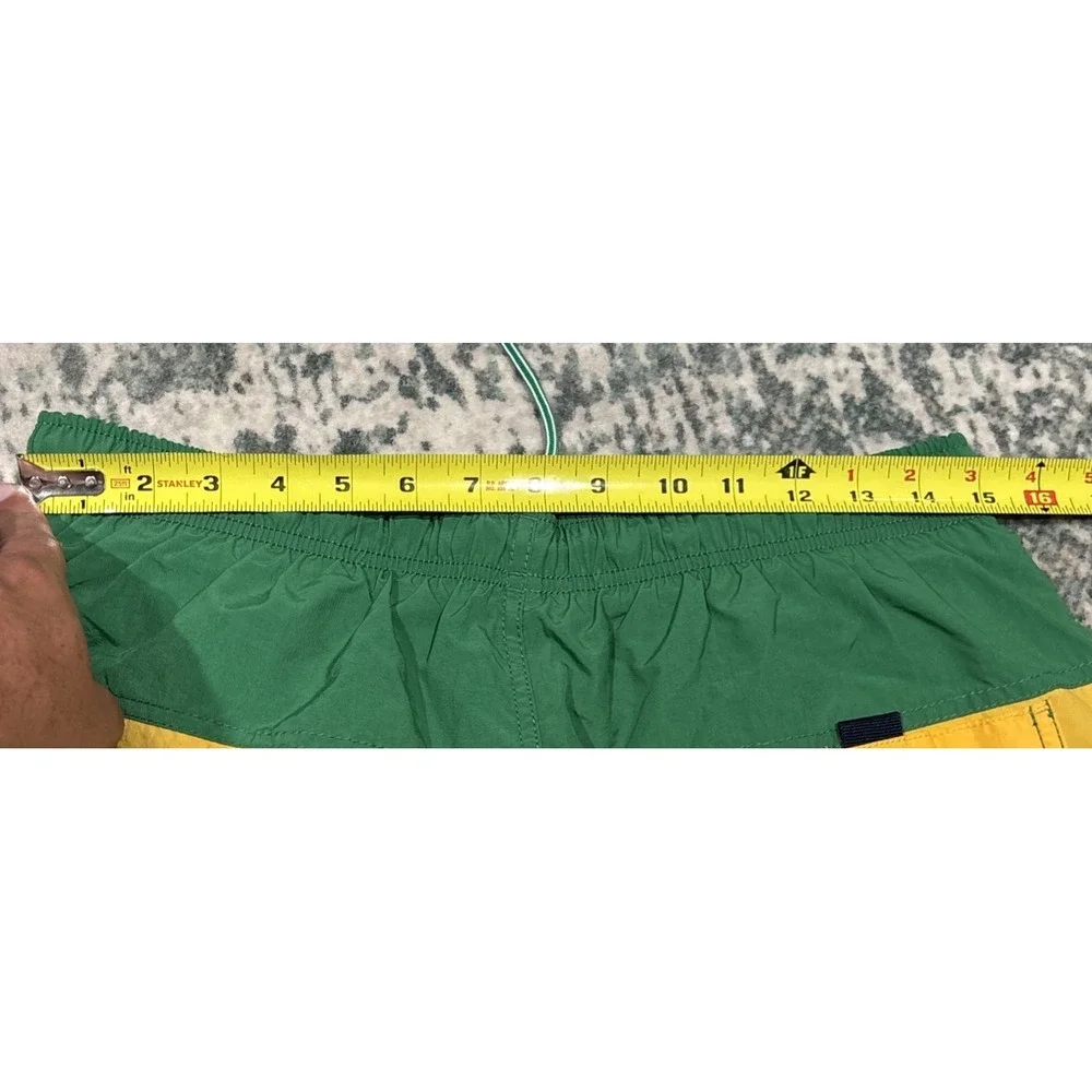Vintage Nautica N-SS 1983 Swim Trunks Green Colorblock Shorts Men's Size M